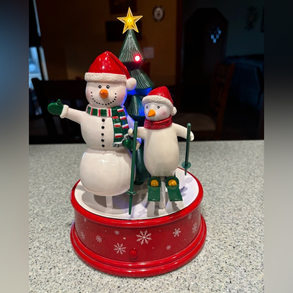 Vintage Snowman Christmas Tree Snow Globe-READ! No Plastic Globe Included!